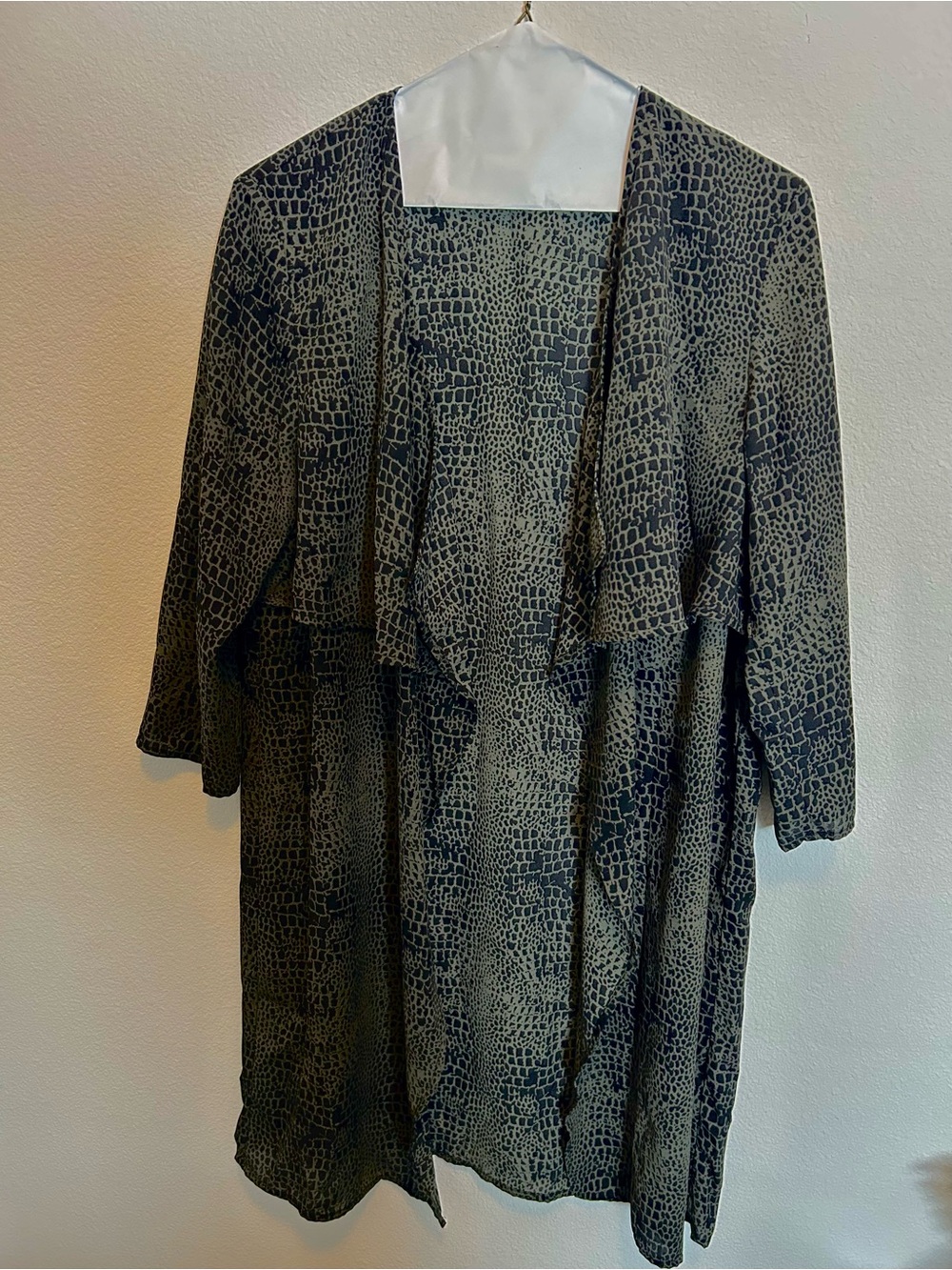 H&M Alligator Print Duster - Olive and Black - Size 6